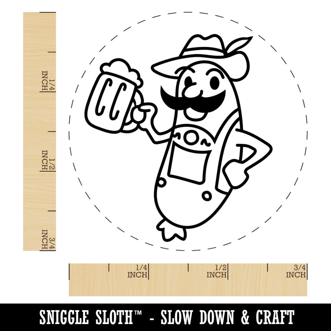 Oktoberfest Bratwurst in Lederhosen with Beer Self-Inking Rubber Stamp for Stamping Crafting Planners
